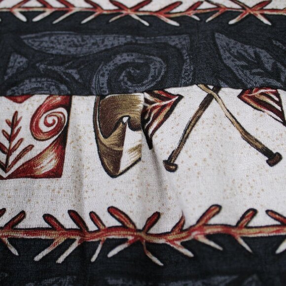 RJC Ltd Outrigger Canoe Barkcloth Hawaiian Aloha Shirt Lg Paddles - Picture 6 of 7